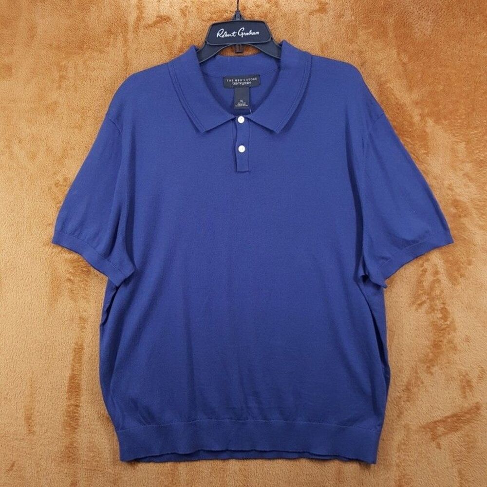 BLOOMINGDALES Polo Shirt Mens XXL Blue Pullover Short Sleeve Knit 100% Cotton